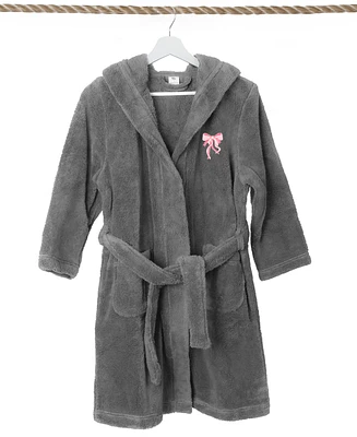 Linum Home Kids Bow Super Plush Double Brushed Hooded Bathrobe