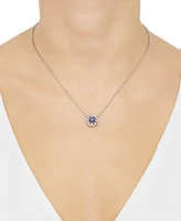 2-Pc. Set Lab Created Blue Sapphire (1-5/8 ct. t.w.) & Lab Created White Sapphire (1-5/8 ct. t.w.) Flower Halo Pendant Necklace & Matching Stud Earrin