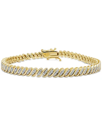 Diamond Triple Row "S" Link Bracelet (1 ct. t.w.) Sterling Silver or 14k Gold-Plated