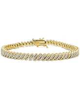 Diamond Triple Row "S" Link Bracelet (1 ct. t.w.) Sterling Silver or 14k Gold-Plated