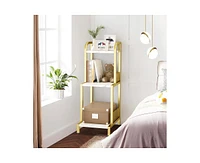 gaomon 3 Tier Bathroom Ladder Shelf, Gold Metal Ladder Bookshelf, Small Bookshelf for Bedroom Living Room Office Kitchen Bathroom