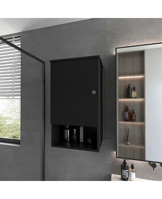 Fm Furniture Carrizo Medicine Cabinet in Melamine with One Door, Black