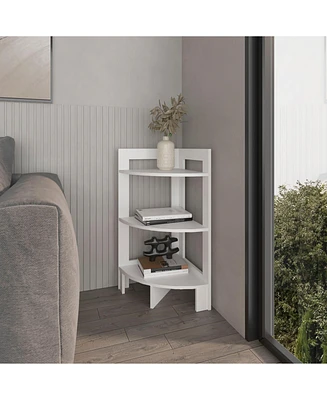 Fm Furniture Gisela Corner Shelf With Three Shelves,White