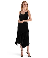 Steve Madden Women's Lucille Velvet Rosette Midi Dress