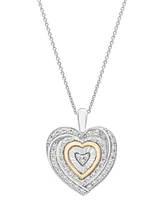 Diamond Heart 18" Pendant Necklace (1/4 ct. t.w.) in Sterling Silver and 14k Gold-Plate, Created for Macy's - Sterling Silver  Gold