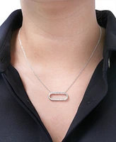 2-Pc. Set Diamond Open Link Pendant Necklace & Matching Hoop Earrings (1/6 ct. t.w.) in Sterling Silver, Created for Macy's