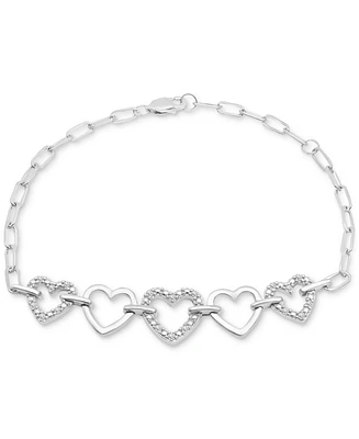 Diamond Heart Chain Paperclip Link Bracelet (1/6 ct. t.w.) in Sterling Silver, Created for Macy's