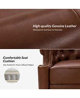 Hulala Home Felipe 31.5" Wide Genuine Leather Swivel Chair with Tufted Back