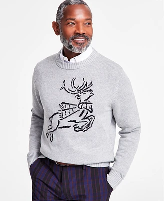 Club Room Men's Jacquard Crewneck Reindeer Graphic Sweater, Exclusively at Macy's