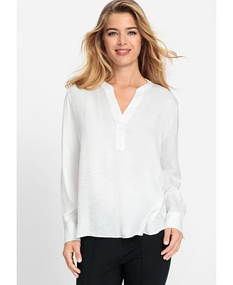 Olsen Women's Solid Crepe Effect Tunic Blouse