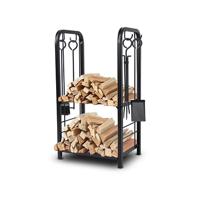 SereneLife Firewood Rack Holder, Heavy Duty Wood Storage Organizer for Outdoor and Indoor Fireplace