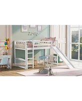 Slickblue Twin Size Loft Bed with Slide and Ladder for Fun and Space-Saving Kids' Room