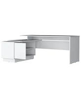 Fm Furniture Weir L-Shaped Desk in Melamine, White