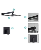 Flynama 1-Spray Patterns with 1.5 Gpm 10 in. Wall Mount Rain Fixed Shower Head in Matte Black