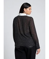 Eloquii Plus Polka Dot Collared Blouse