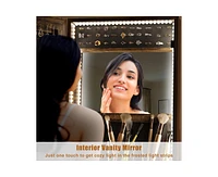 gaomon 360° Swivel Jewelry Cabinet with Led Lights,Inside Makeup Mirror,Rotatable Full Length Mirror with Jewelry Storage for Bedroom
