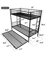 Slickblue Twin Over Twin Metal Bunk Bed Frame with Trundle for Space-Saving Solutions