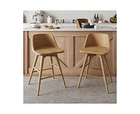 Hulala Home Mid-century Modern Uwe Wood Swivel Stool