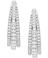 Diamond Triple Row Oval Hoop Earrings (1 ct. t.w.) in 14k White Gold