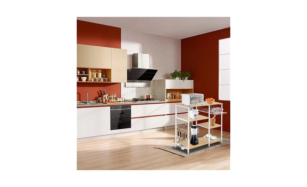 Slickblue 3-Tier Kitchen Baker's Rack with Utility Storage, Microwave Oven Stand, and Workstation Shelf