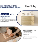 DeerValley 30'' Wall Mounted Bathroom Vanity with Ceramic Sink Top, Pre-assembled Floating Bathroom Cabinet