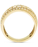 Diamond Triple Row Diagonal Band (1 ct. t.w.) in 10k White or Yellow Gold