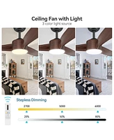 gaomon Ceiling Fan with Lights Remote Control 3CCT Dimmable 7 Speeds Reversible Noiseless Dc Motor Ceiling Fan for Low Ceiling Kitchen, Living Room