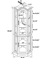 Slickblue Corner Curio Cabinet with Tempered Glass Shelves