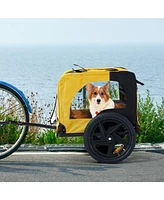 Slickblue Yellow Heavy-Duty Outdoor Foldable Utility Pet Stroller and Dog Carrier Bicycle Trailer