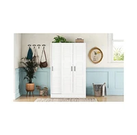 Slickblue 3-Door Shutter Wardrobe with Shelves – Stylish Storage Solution with Ample Space for Clothes and Accessories