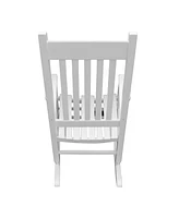 Slickblue White Wooden Porch Rocker Chair for Timeless Outdoor Relaxation – Durable and Stylish for Patios and Porches