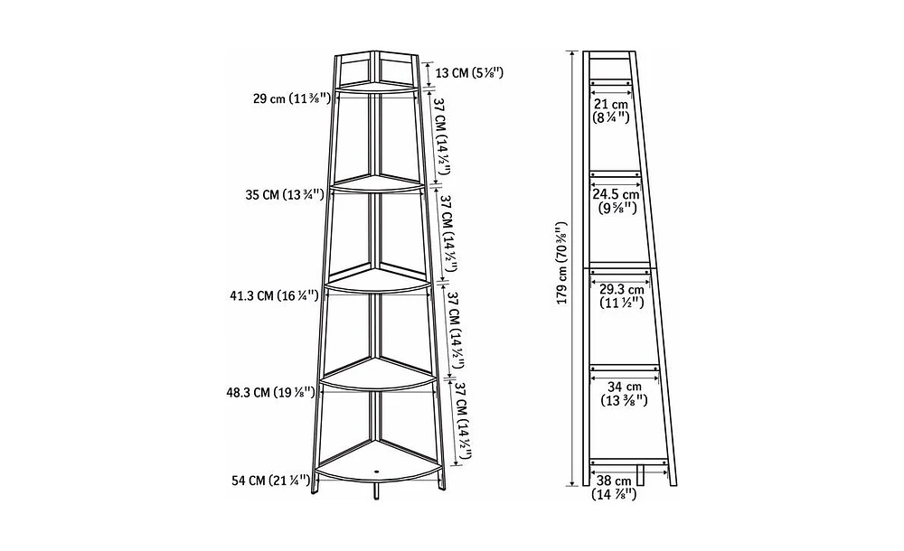 Slickblue Wtz 70-Inch Tall Corner Shelf – 5-Tier Industrial Corner Ladder Bookshelf, Rustic Bamboo Stand for Small Spaces in Living Room