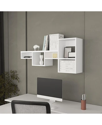 Fm Furniture Globe Wall-Mounted Shelf Unit with 5 Shelves, White