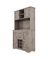 Coffee Bar Cabinet Kitchen Cabinet with Storage, Farmhouse Wine Cabinet with Drawers shelves and cabinets, Buffet Cabinet Wine & Glass Racks for Dinin