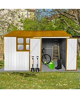 Metal garden sheds 10ftx8ft outdoor storage sheds white+yellow with window