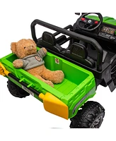 24V Ride On Truck 2 Seater Ride On Utv with 2x200W Motor Ride On Dump Truck with Dump Bed/Shovel Ride On Car with Remote Control Electric Vehicle with