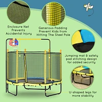 4.6' Kids Trampoline with Basketball Hoop, Horizontal Bar, 55" Indoor Trampoline with Net, Small Springfree Trampoline Gifts for Kids Toys, Ages