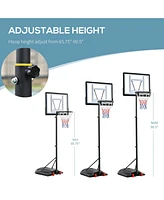 Basketball Hoop Outdoor, Portable Basketball Goal, 5.5FT-7.5FT Height Adjustable with 33'' Backboard and Wheels for Kids Junior Adults Use