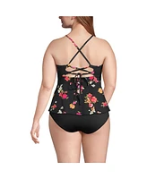 Lands' End Plus Lace-up Flutter Tankini Swimsuit Top