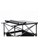 Slickblue Lightweight 1-Piece Folding Outdoor Table with Carrying Bag, Portable Aluminum Roll-Up Square Table for Camping