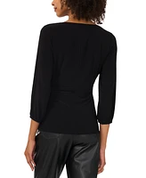 Vince Camuto Women's Faux-Wrap 3/4-Sleeve Top