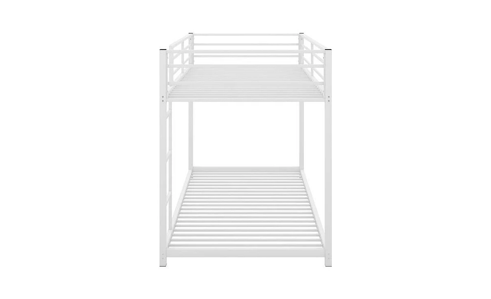 Slickblue Twin Over Twin Metal Bunk Bed, Low Bunk Bed with Ladder for Space-Saving Solutions