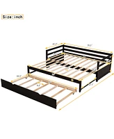 Slickblue Twin or Double Twin Daybed with Trundle,Espresso