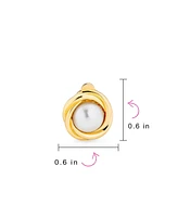 Bling Jewelry White Simulated Mabe Pearls Clip-On Earrings with Twist Rope Cable Design