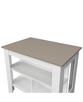 Fm Furniture Aztec Kitchen Island in melamine with open storage,taupe/white