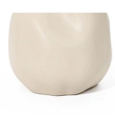 LuxenHome Ivory White Ceramic Modern Round Vase