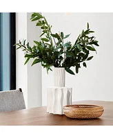 LuxenHome White Fluted Stoneware Table Vase