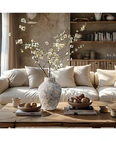 LuxenHome Marble White -Inch Tall Stoneware Table Vase