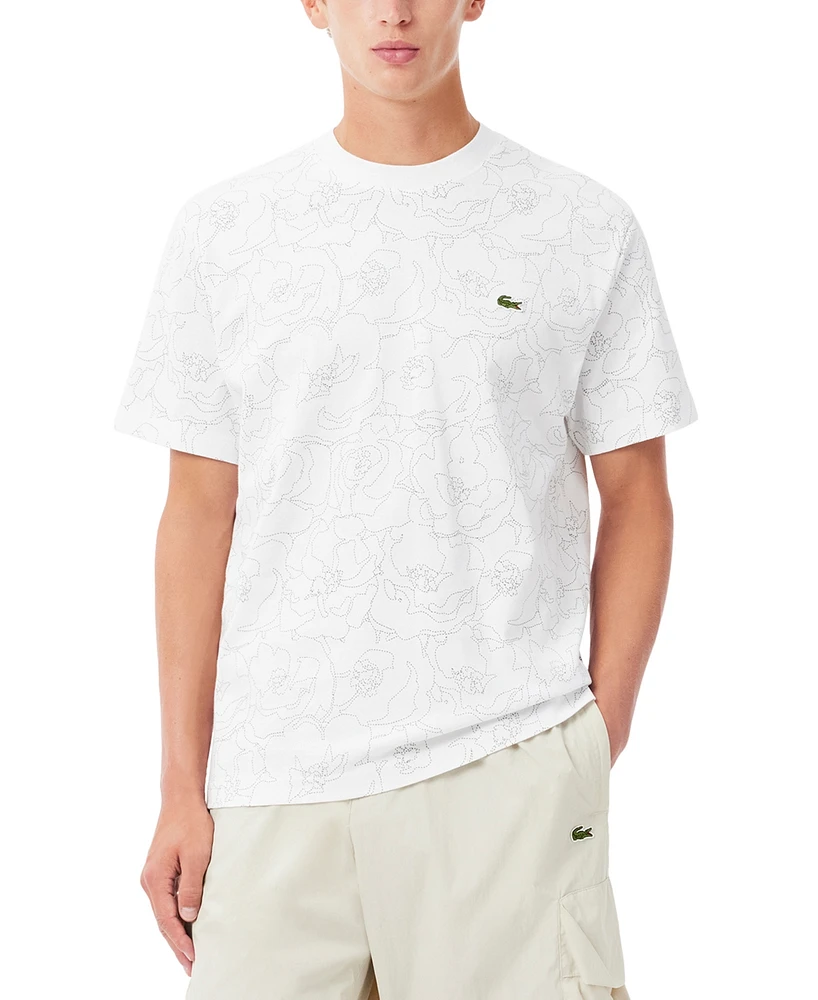 Lacoste Men's Robert George Floral Print Short Sleeve Crewneck T-Shirt