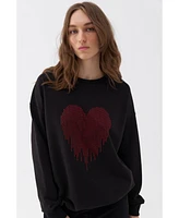 Nocturne Women's Rhinestone Embroidered Oversized Sweatshirt